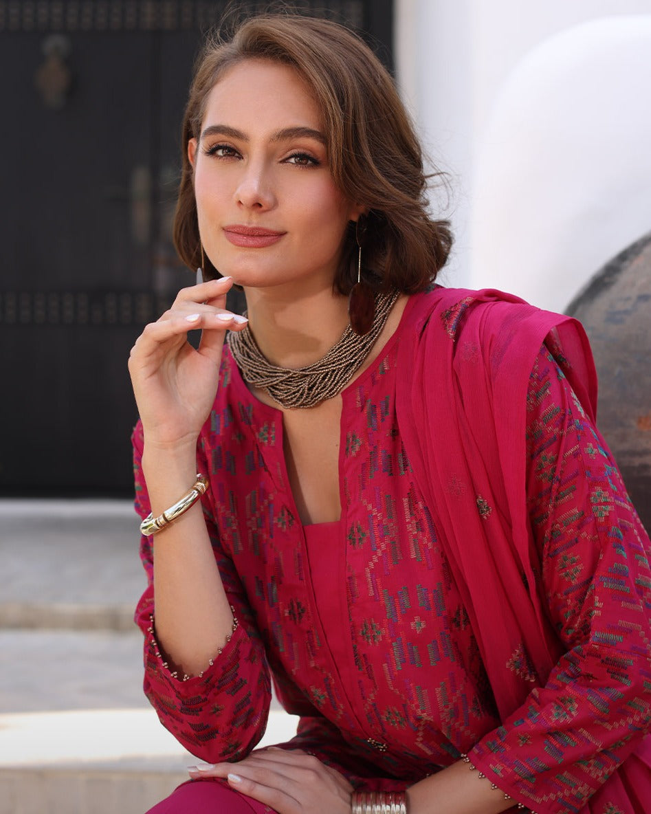 Geometric illusion dark pink Hs-42